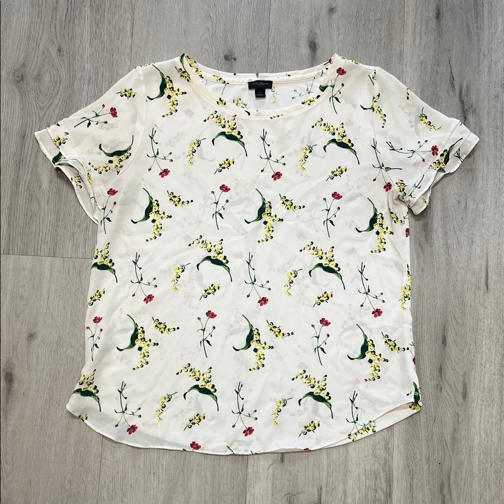 Floral Print Ann Taylor Top - White